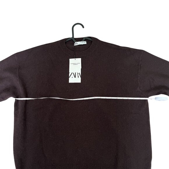 Zara Cashmere Wool Blend Sweater – Chocolate Brown, Size L, Cozy & Chic - Picture 9 of 10